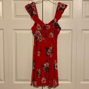Red floral dress